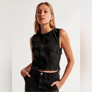 Abercrombie & Fitch Black Denim Shell Top